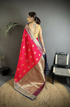 Joban Fashion Pink Intricate Zari Weaving Soft Silk Banarasi Saree - Distacart