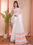 Shree Shyam Fashion The White Loom White Linen Cotton Saree