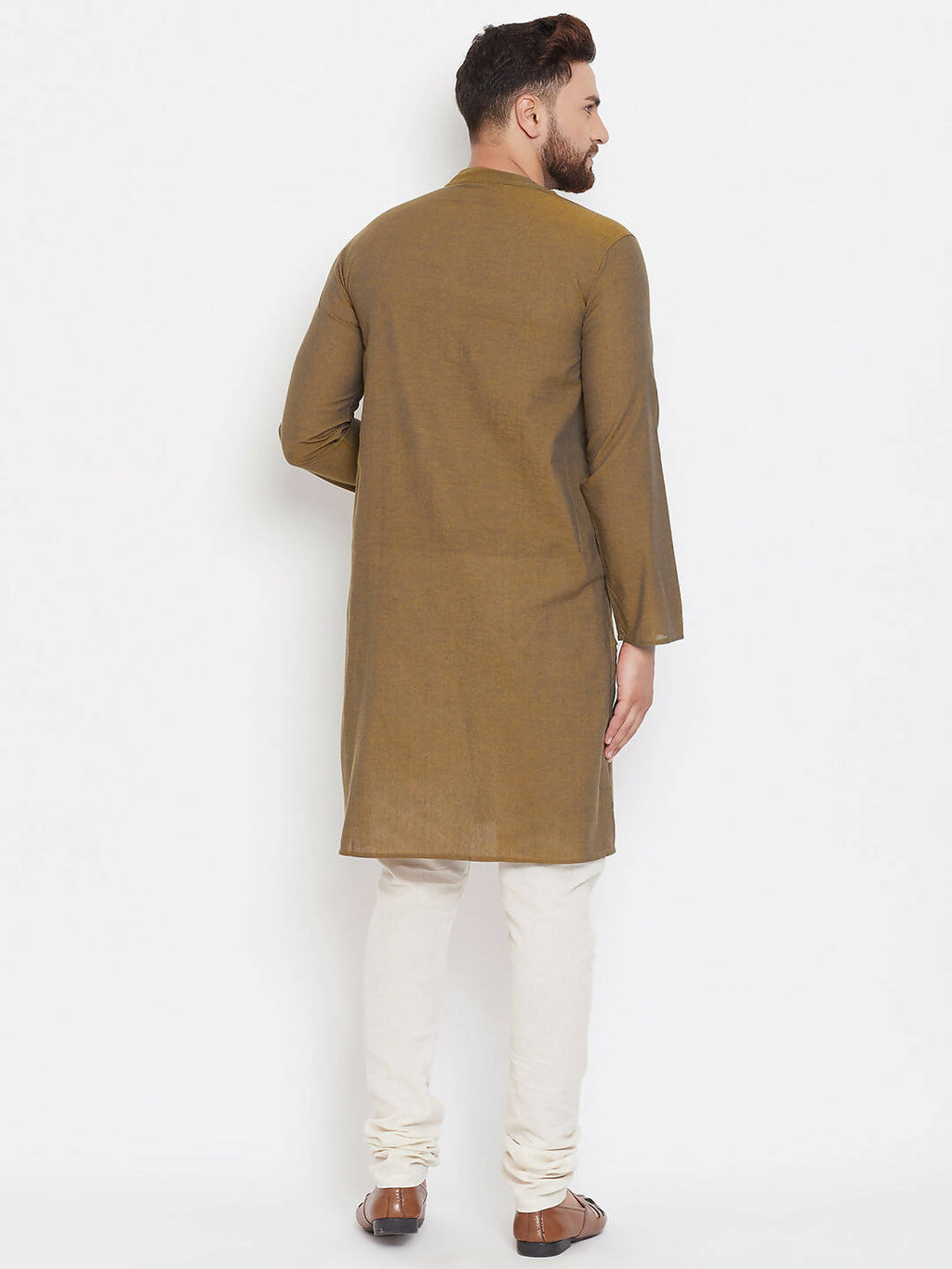 Even Apparels Brown Pure Cotton Men's Kurta With Band Collar - Distacart