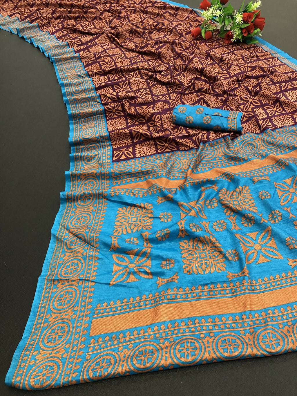 Vamika Purple Printed Art Silk Saree