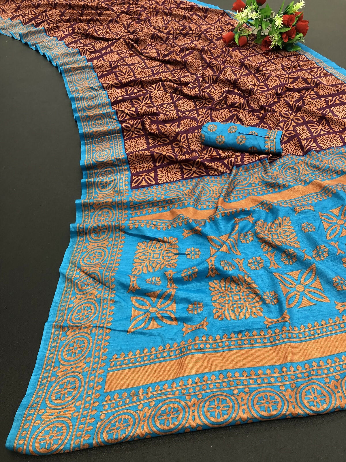 Vamika Purple Printed Art Silk Saree