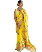 Vamika Embroidery Yellow Georgette Bollywood Saree - Distacart