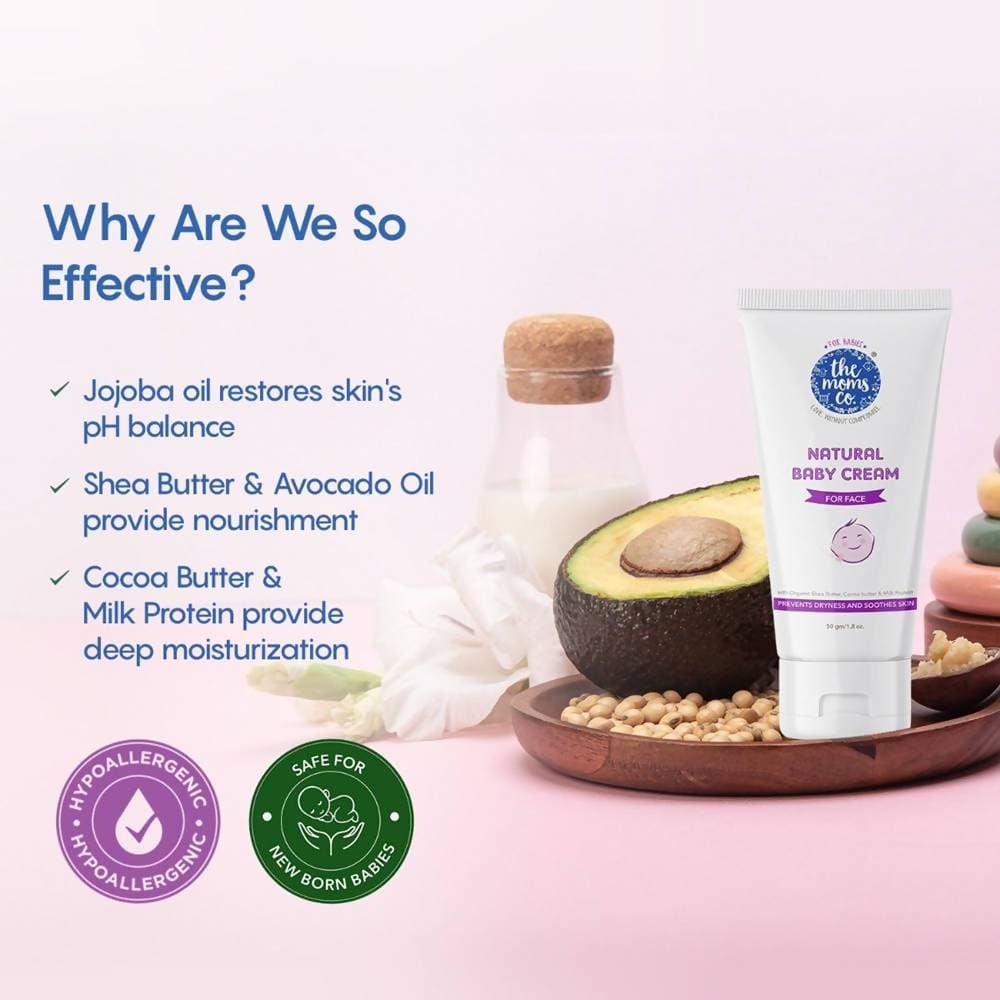 The Moms Co Natural Baby Face Cream With Shea Butter & Jojoba Oil, Prevents Dryness & Soothes Skin