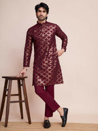 Vastranavya Traditional Festival Wear Pure Silk Thread & Sequence Embroidered Work Kurta