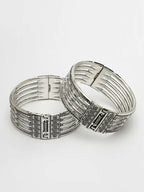 NVR Women's Silver-Toned German Silver Oxidised Kada Bangle - Distacart