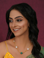 Layered Pearl and Emerald Neckpiece (gold) - Ruby Raang