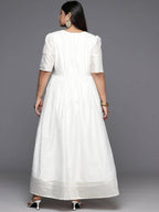 Ahalyaa Women's Traditional wear Ethnic Dress - Off White - Distacart