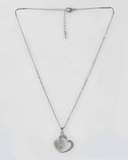 VOJ Women Stainless Steel Sliver-Plated Beads Chain with Double Heart-Shape Pendant