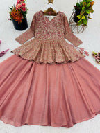 Teeya Creation Peach Color Crunchy Silk Embroidery Work Festiwal Wear Salwar Suit - Distacart