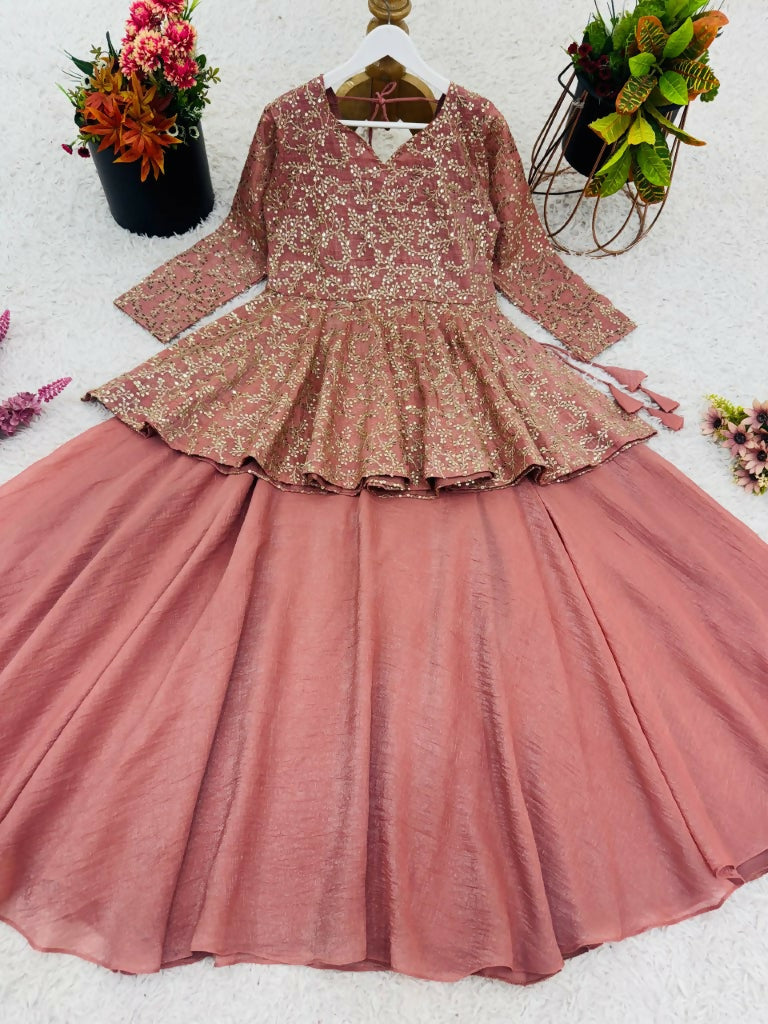 Teeya Creation Peach Color Crunchy Silk Embroidery Work Festiwal Wear Salwar Suit - Distacart