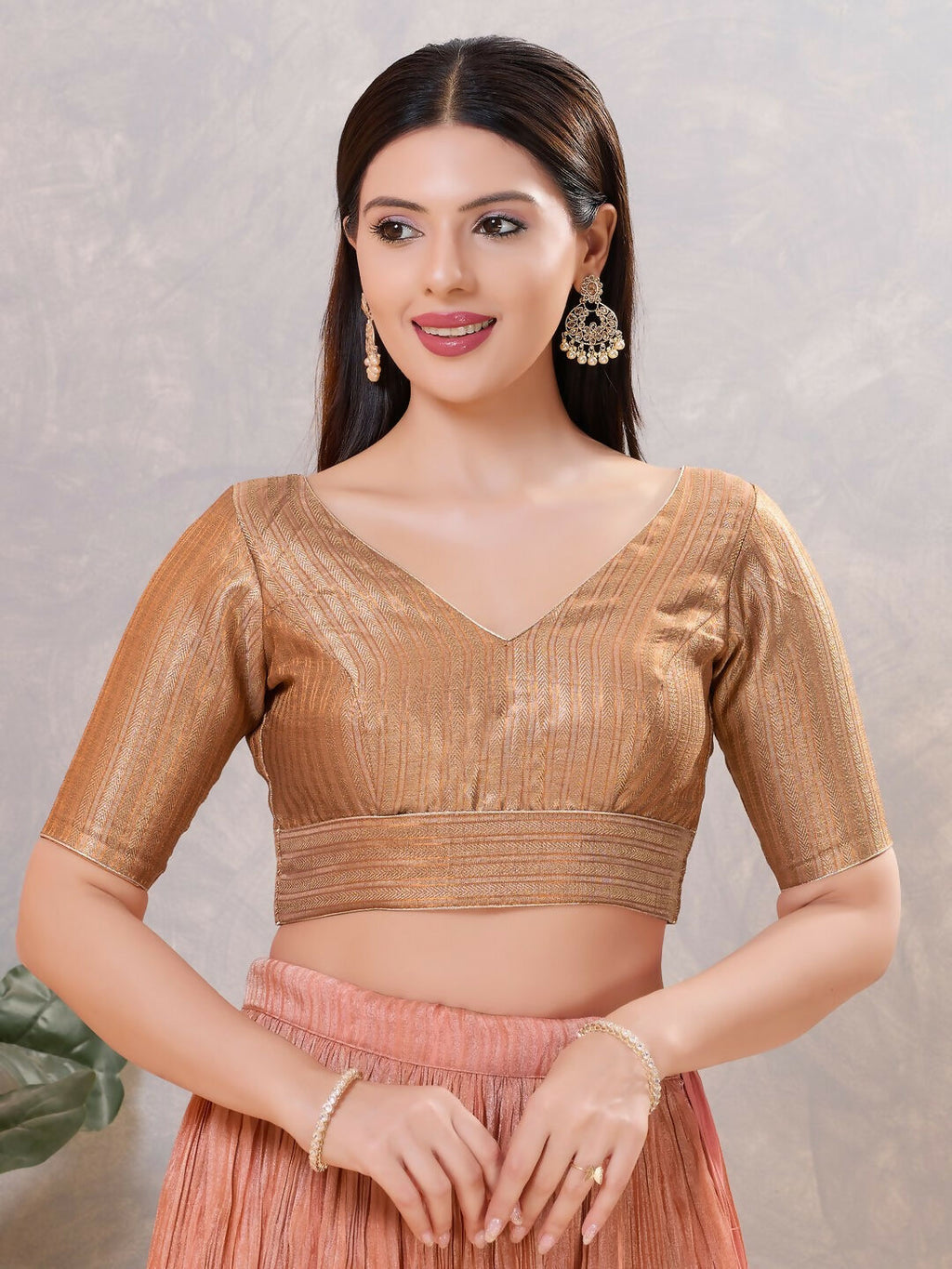 Joban Fashion Women Jacquard Copper Stitched Blouse