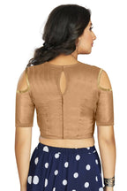 Aastha Fashion Women's Beige Art Silk Cold Shoulder Sleeve Readymade Blouse