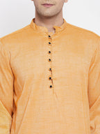 Even Apparels Yellow Rayon Men's Kurta With Band Collar - Distacart