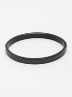 NVR Men's Black Rhodium-Plated Stainless Steel Kada Bracelet - Distacart