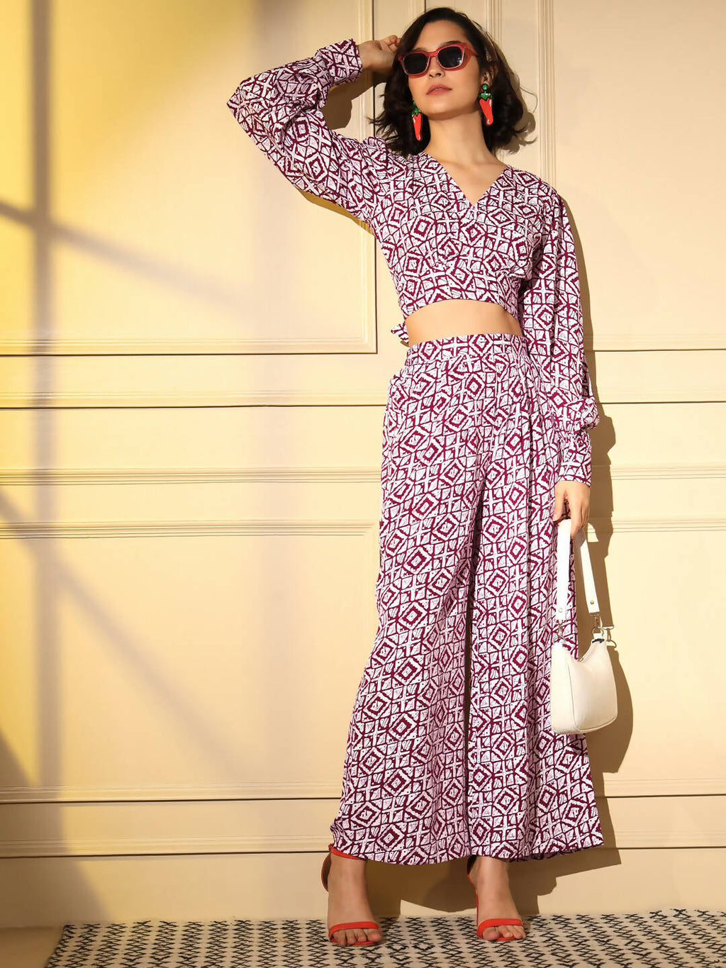 Pink Crepe Digital Printed Top With Matching Trouser - Shivani