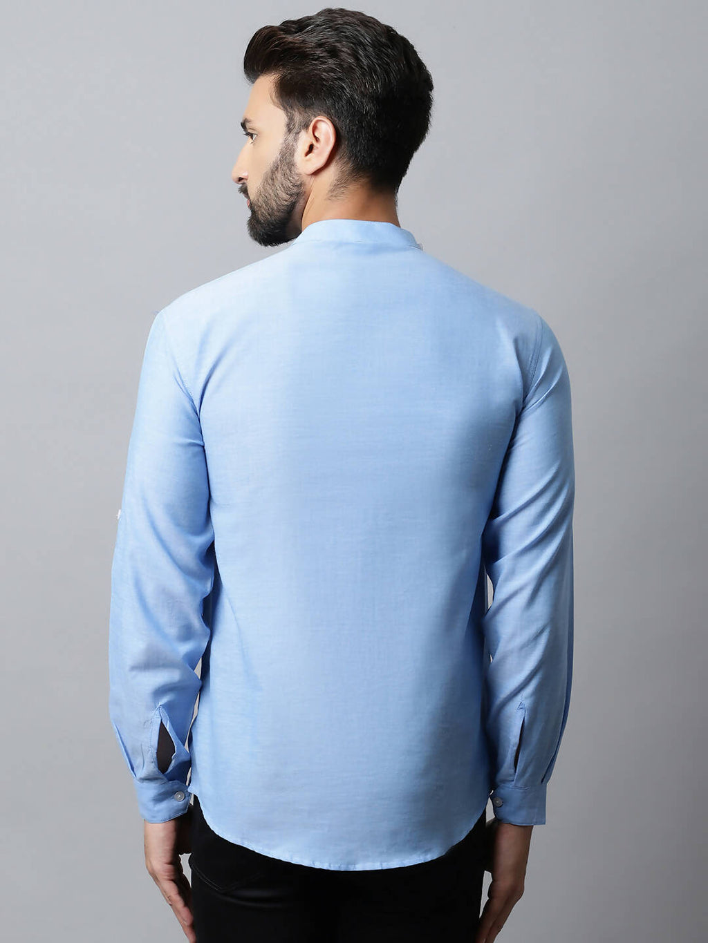 Even Apparels sky Blue Color Pure Cotton Men's Kurta With Side Placket (MMS503) - Distacart