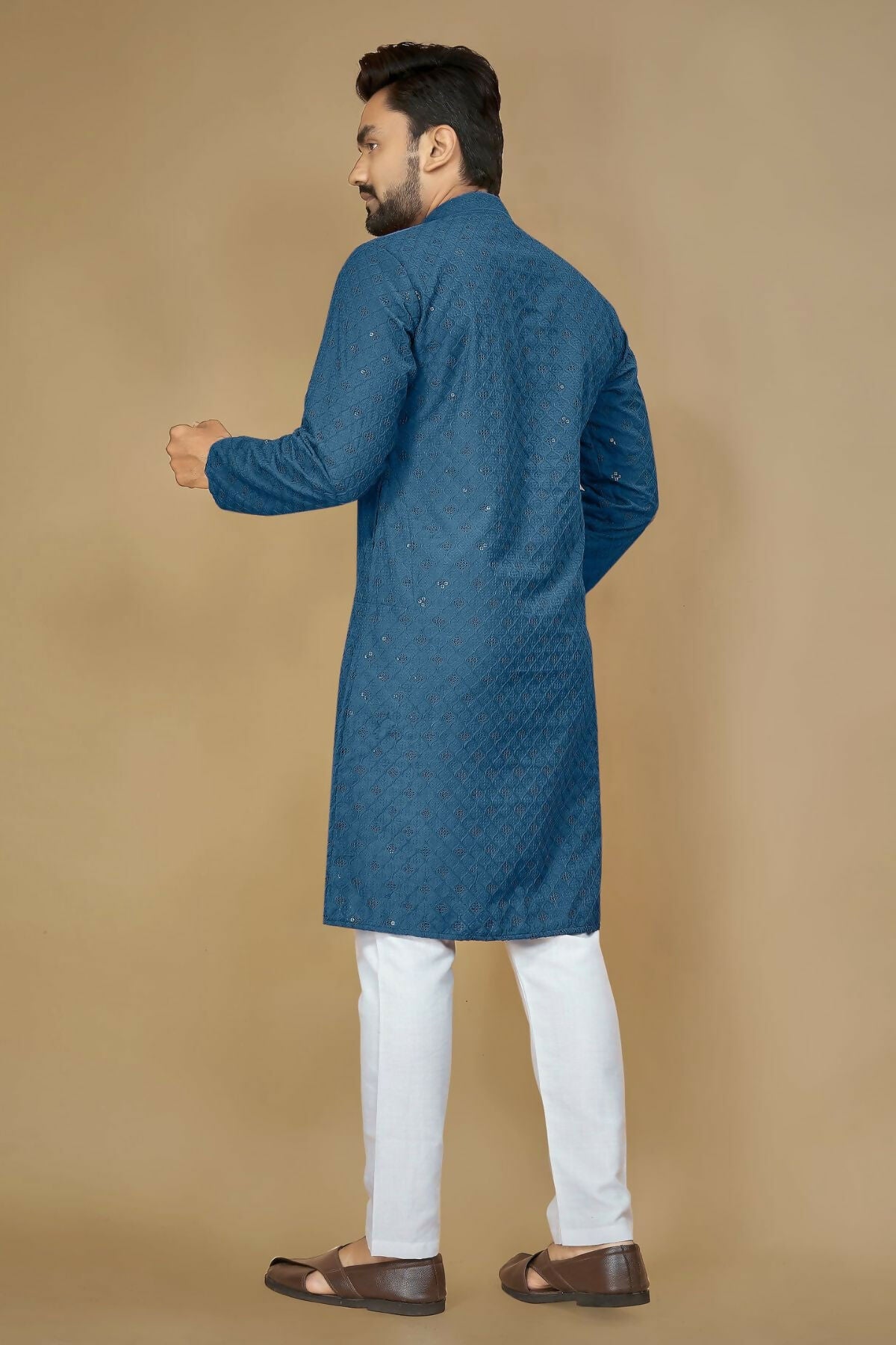 Anaita Teal Embroidered Rayon Straight Kurta - Distacart