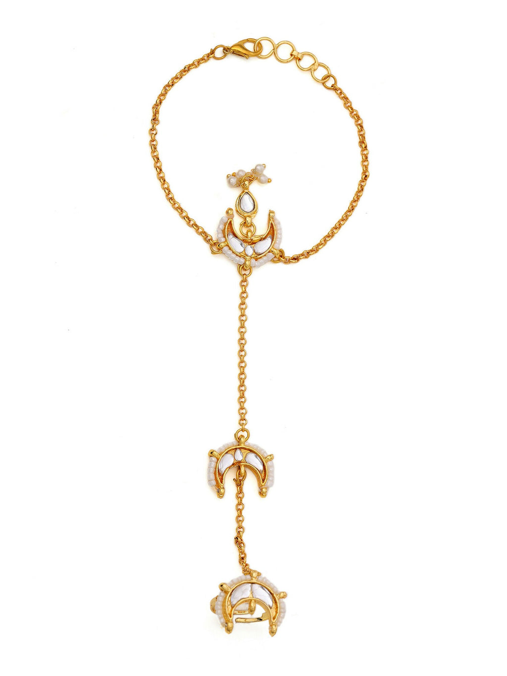 Ruby Raang Gold Chand Kundan Haath Phool - Distacart