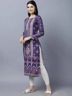 Myshka Women Purple Ethnic Motifs Printed Kurta - Distacart