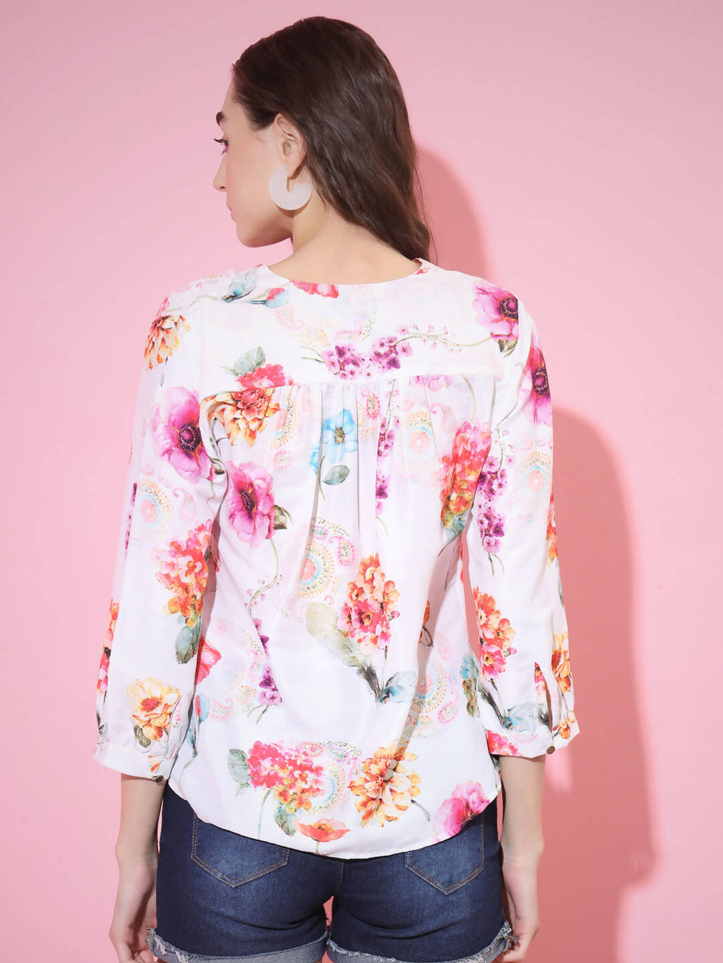 Myshka Women's Multi Printed V-Neck Top