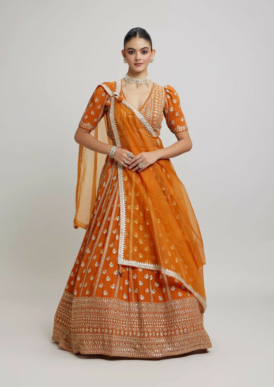 Lehenga Mart Designer Indian Wedding Lehenga Choli-Orange - Distacart