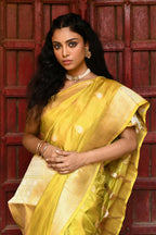 Joban Fashion Yellow Pure Katan Pure Handloom Banarasi Silk Saree