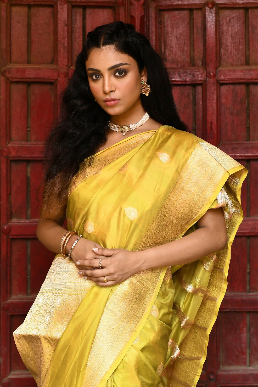Joban Fashion Yellow Pure Katan Pure Handloom Banarasi Silk Saree