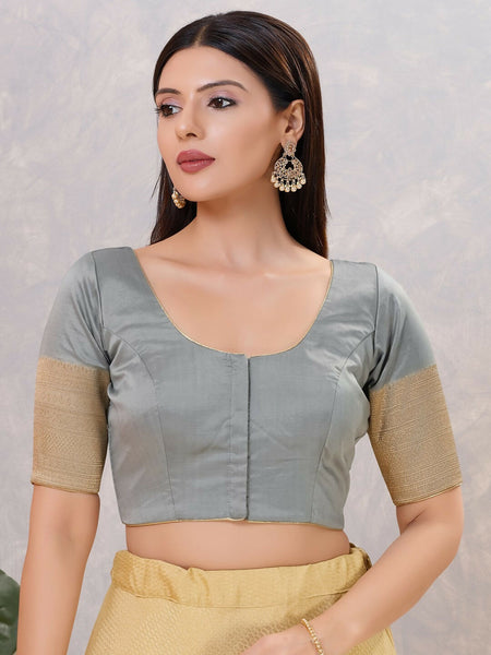 Joban Fashion Women Silk Grey Stitched Blouse