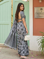 Shree Shyam Fashion Gray Linen Cotton Saree - Distacart