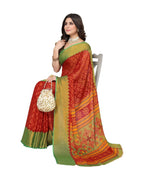 Vamika Red Chiffon Brasso Bollywood Style Woven Saree (ALIZA RED) - Distacart