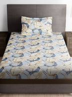 Story@home Arena Cream-Coloured & Grey Printed 180 TC Bedsheet & Pillow Covers - Distacart