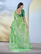Sea Green Georgette Designer Printed Ready to Wear Saree - Samyana
