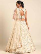 House of Panchhi Cream Net Sequins and Zarkan embroidery Lehenga choli & Dupatta
