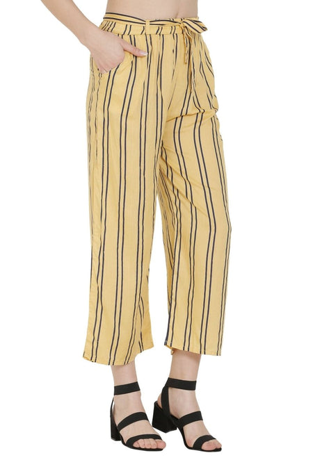 Asmaani Beige Color Rayon Fabric Stripped Palazzo