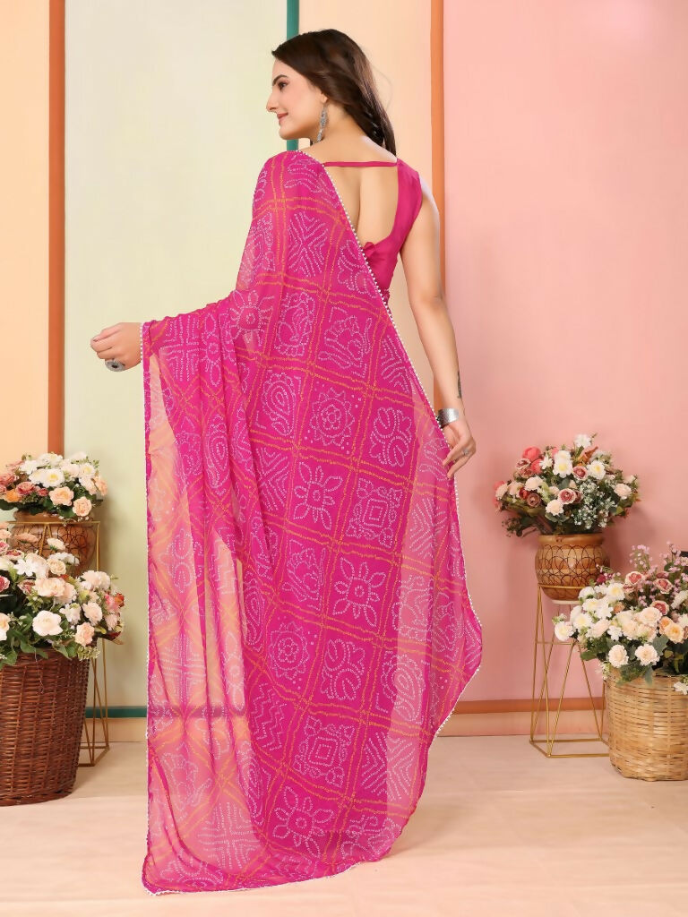 Pink Georgette Designer Printed Ready To Wear Saree - Elite