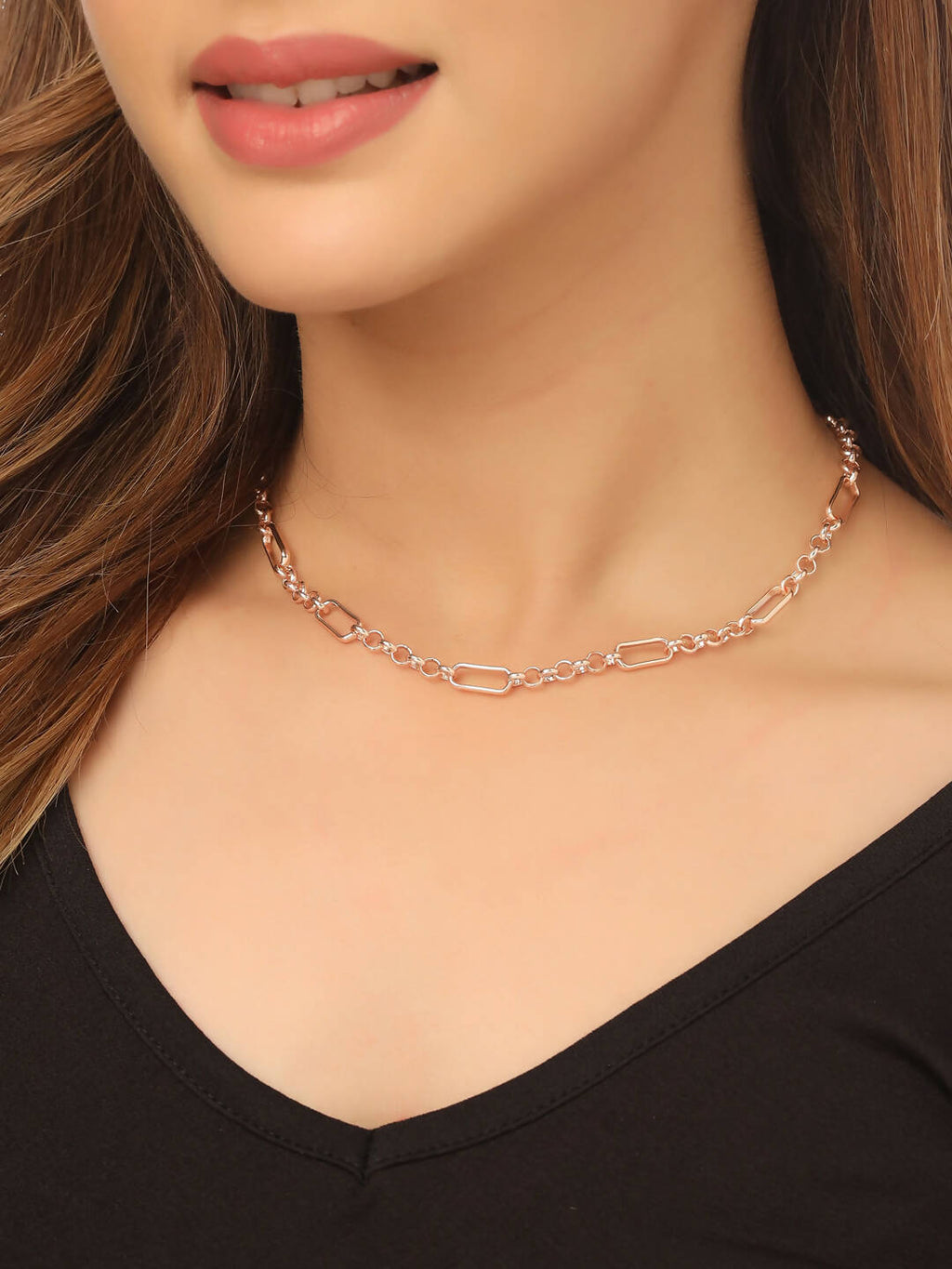 NVR Women's Rose Gold-Polished Minimal Necklace