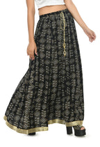 Mominos Fashion Moeza Cotton Black Printed Lehenga (Lancha)
