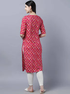 Myshka Women Pink Printed Straight Kurta - Distacart