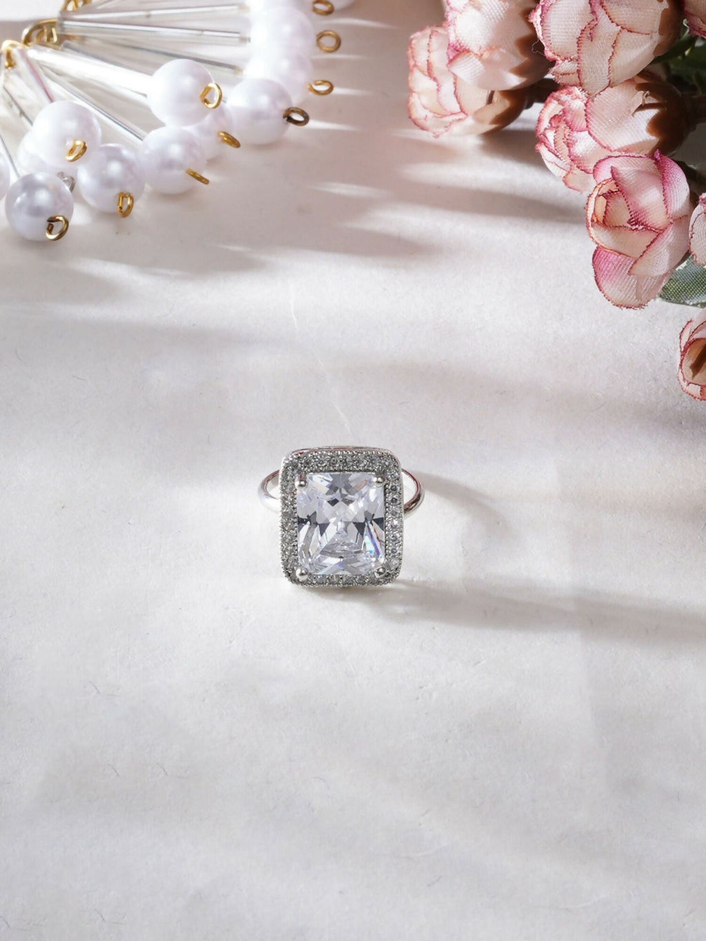 white stone ring (silver) - Ruby Raang