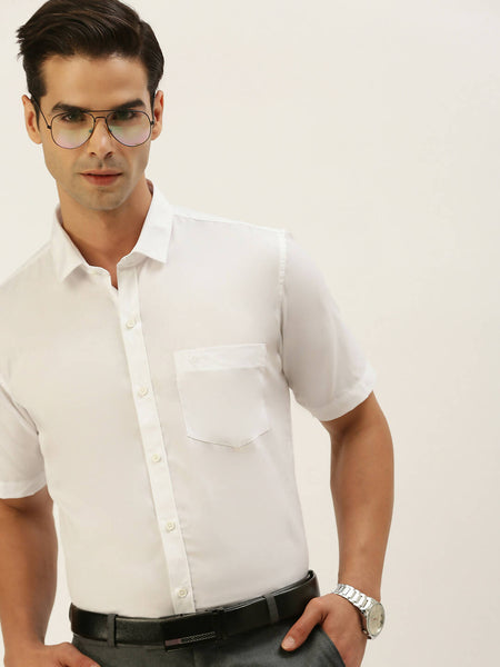 Ramraj Cotton Mens Half Sleeve Formal 100% Cotton White Shirt