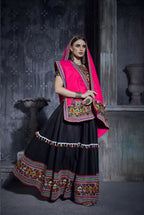 AI Fashion Black Art Silk Designer Navratri Lehenga Choli Collection