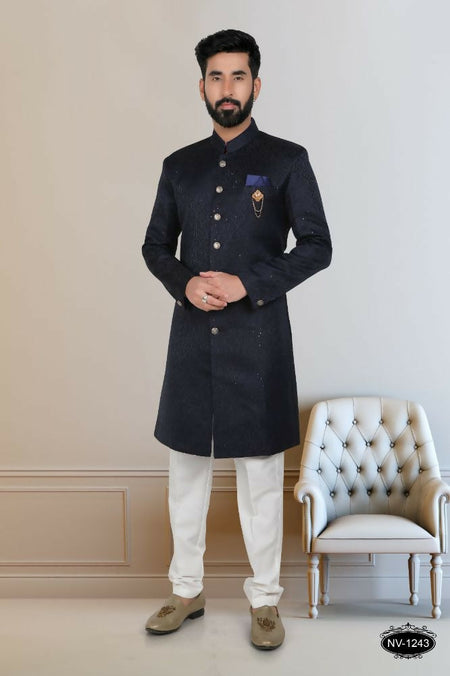 Joban Fashion Men's Navy Blue TR Kurta with Pyjama