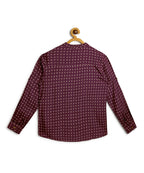 Manet Boys Full Sleeves Dot Printed Ethnic Shirt - Maroon
