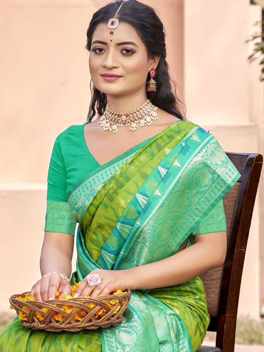 Anaita L Green Silk Saree With Blouse Piece - Distacart