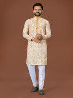 Anaita L Yellow Lucknowi Silk Straight Kurta