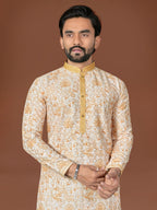 Anaita L Yellow Lucknowi Silk Straight Kurta