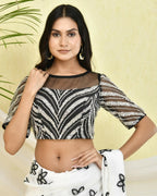 Amodini Designer Studio Heavy Work Black Pearl Sequined Padded Blouse