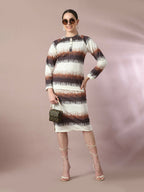 Myshka Women's Multi Printed Round Neck Party Top With Skirt Co-ord set