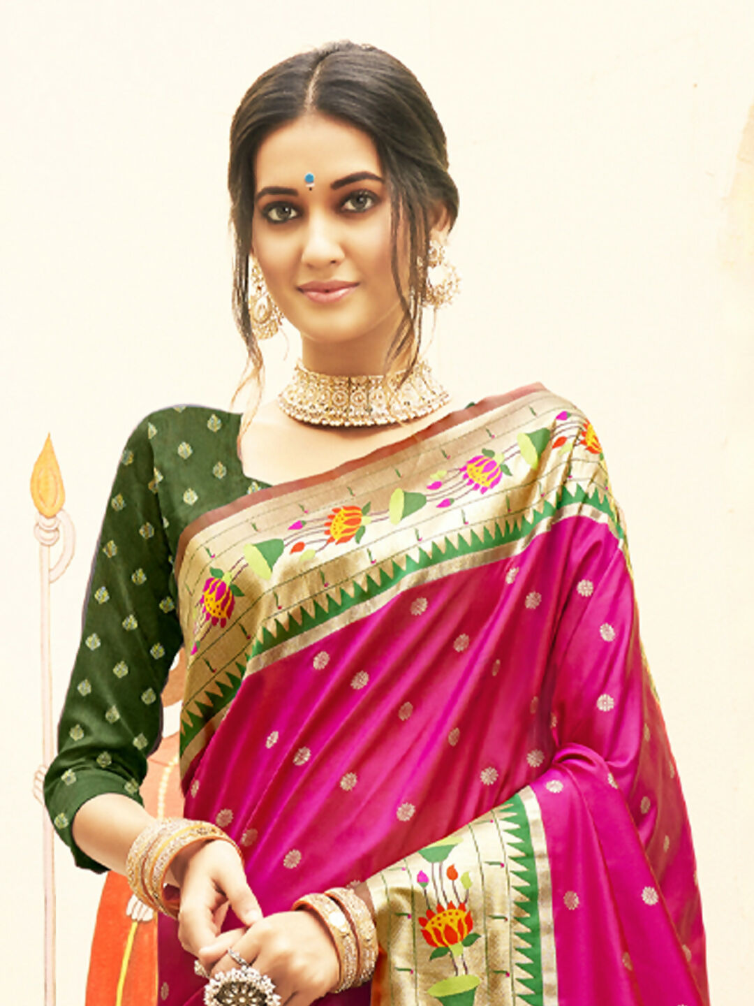 Shree Shyam Fashion Silk Blend Magenta Saree - Distacart