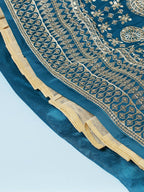 House of Panchhi Teal - Pure Georgette Embroidered Lehenga